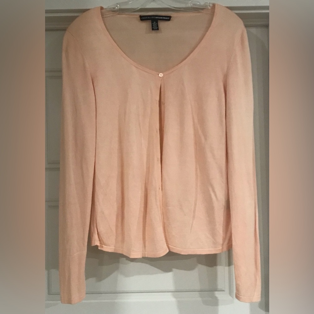 Vintage 100%Silk Linda Allard Ellen Tracy Light Pinky Peach Cardigan